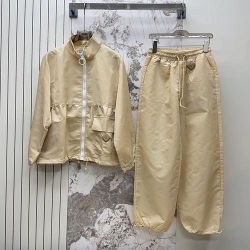 Prada Custom Logo Collar Nylon Jacket and Windbreaker Set in Three Colors