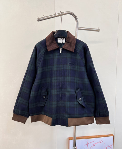 Versace Exclusive YB-Developed Checked Blazer with Corduroy Collar