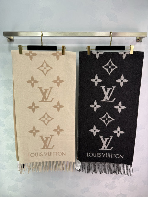 Louis Vuitton Classic Monogram Scarf with Double-sided Design and Tassel Decoration