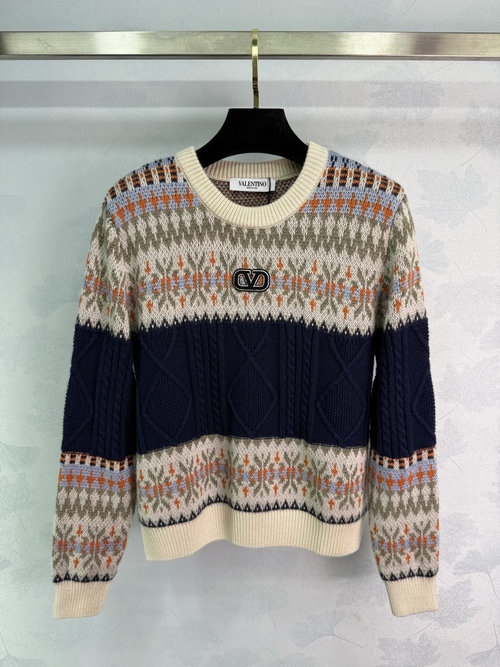 Valentino Colored Fair Isle Knitted Sweater for Versatile Outfits