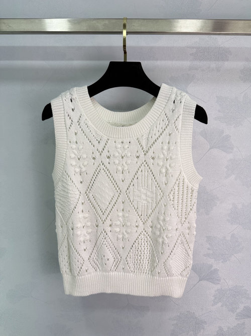 Dior Customized Cotton Knit Vest with Hollowed-out Jacquard and Stylish Design