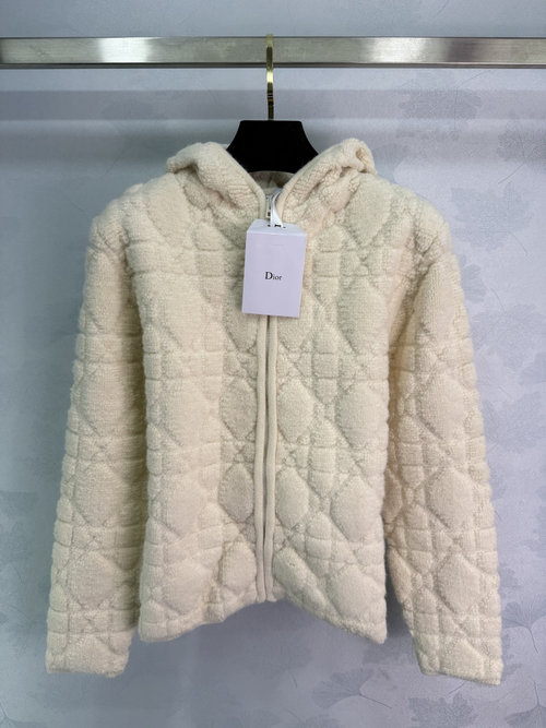 Dior Oversized Check Pattern Cardigan in Cream White