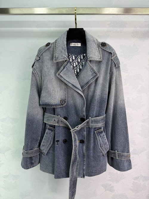 Dior Distinctive Denim Jacket with Double-Breasted Buttons and Custom Bee Embroidery