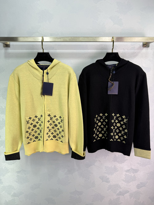 Louis Vuitton Hooded Jacquard Jacket with Color Blocking, Wool Blend