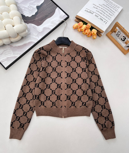 Dior Refined Double-F Knit Zipper Jacket with High-quality Finish