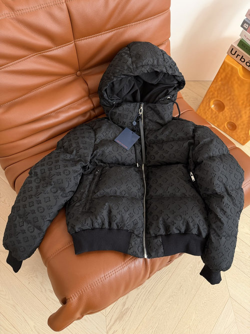 Louis Vuitton Monogram Hooded Down Jacket with Quilted Fabric