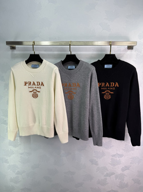 Prada Jacquard Sweater with Classic Embroidered Pattern