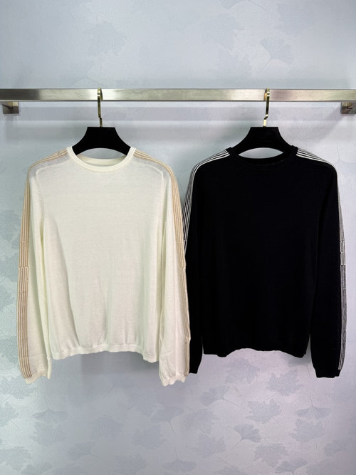 Dior Alpine Series Striped Knit Top in Wool Fabric with Classic Color Block