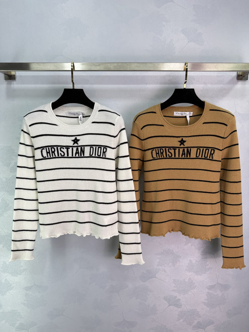 Dior Star Patterned Long Sleeve Knit Sweater in Soft YB Wool Blend