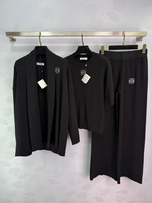 Loewe Vertical Striped Three-piece Set with Brand Embroidered Logo