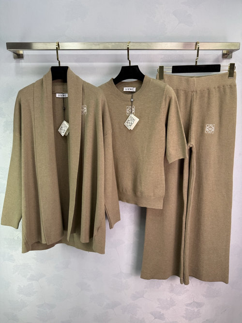 Loewe Vertical Striped Three-piece Set with Brand Embroidered Logo