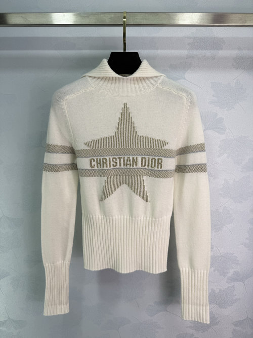 Dior Alpine Series Star and Letter Jacquard Knitwear with Gradient Yarn