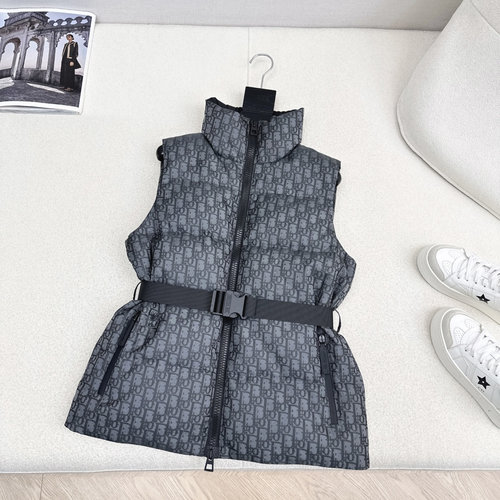 Dior Ski Series Floral Down Vest with High - tech Fabric and 90% White Duck Down