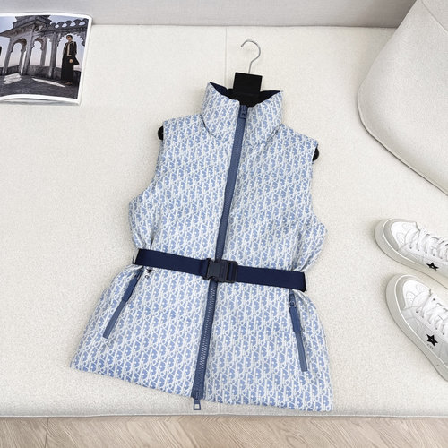 Dior Ski Series Floral Down Vest with High - tech Fabric and 90% White Duck Down