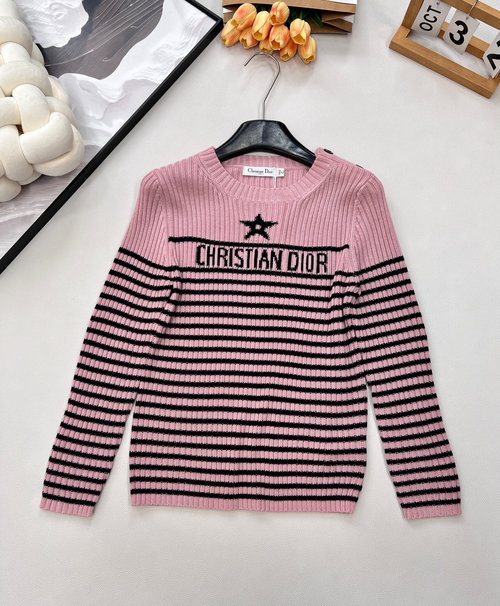 Dior Star-embroidered Wool Knit Sweater, Elegant and Comfortable