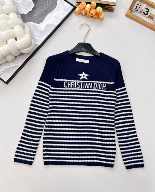 Dior Stylish Wool Sweater with Embroidered Star Stripes
