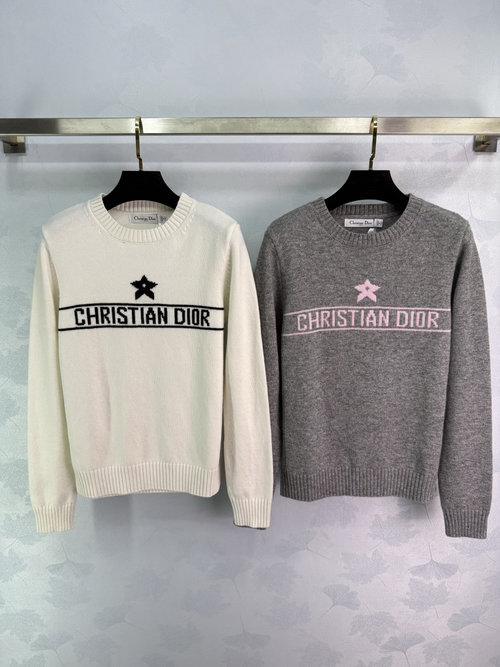 Dior Minimalist Knit Top Featuring Classic Logo Star Pattern