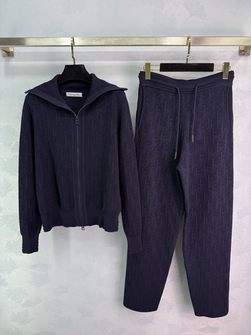 Dior Navy - Style Printed Knit Set in Cotton Yarn