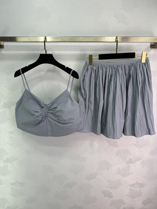 Miu Miu Imported Strappy Skirt Set with Brand Logo