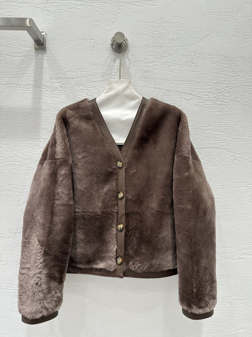 Loewe Exclusive Imported Merino Fur Small Coat with V-Neck Design
