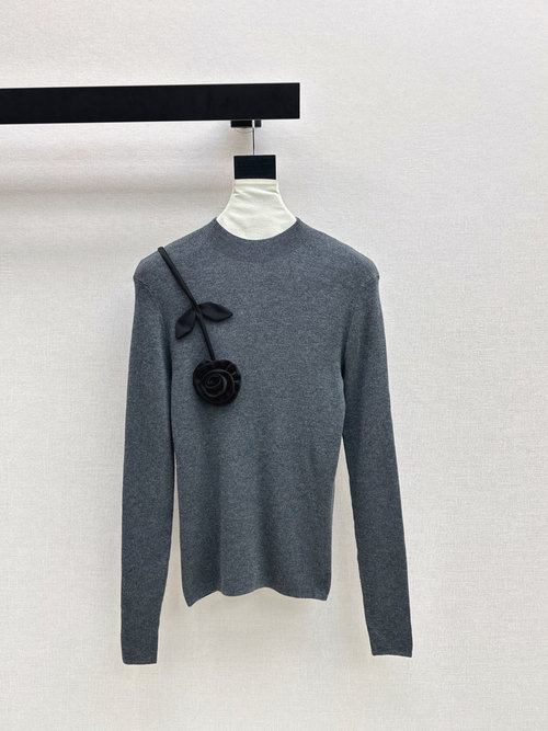Valentino Soft Knitted Wool Turtleneck Shirt with Subtle Floral Details