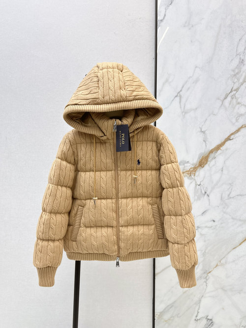 Polo Ralph Lauren Woolen Knit Down Puffer with Logo Embroidery and Zipper