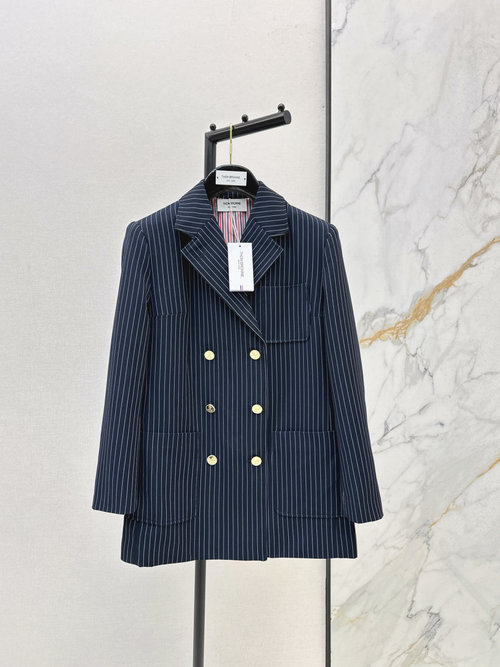 Thom Browne TB Series Striped Short Suit and Short Pleated Skirt Combination