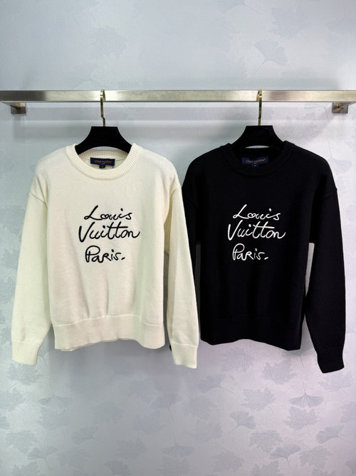 Louis Vuitton Custom Embroidered Logo Long Sleeve Knit Pullover Sweater