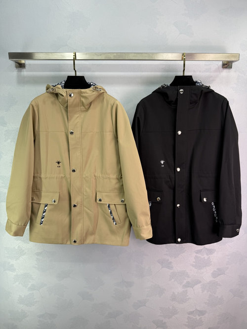Dior Customized Imported Material Hooded Windbreaker with Bee Embroidery