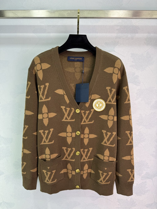 Louis Vuitton Knitted Cardigan with Logo Embroidery and Golden Buttons