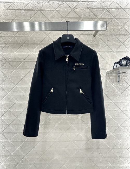 Louis Vuitton Custom Woolen Collared Jacket with Logo in High-Street Fashion