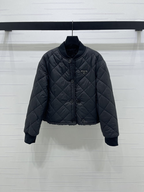 Prada Double-Sided Collared Quilted Jacket for Stylish Warmth