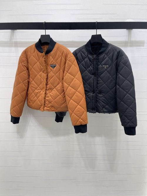 Prada Double-Sided Collared Quilted Jacket for Stylish Warmth