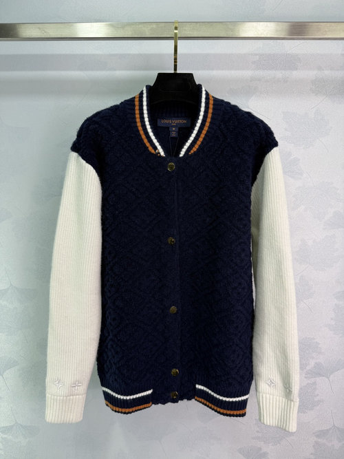 Louis Vuitton Ski Collection Jacquard Knit Open Cardigan with Four-Leaf Clover Motif