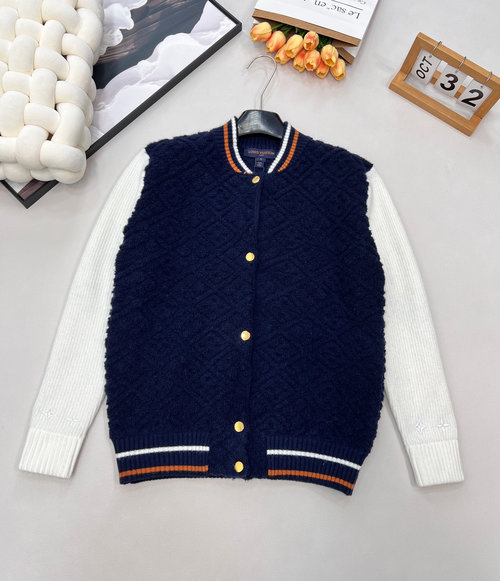 Louis Vuitton Ski Series Jacquard Knit Color-blocked Baseball Jacket