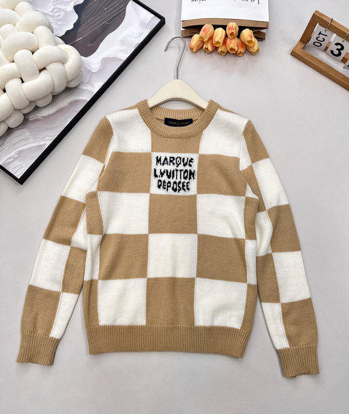 Louis Vuitton Chic Jacquard Top with Checkerboard Pattern, Soft and Attractive