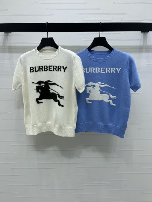 Burberry Premium Custom Knit Sweater with War Horse Emblem and Brand Hook