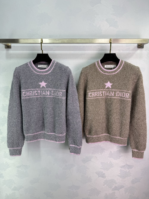 Dior Crochet Letter Sweater Utilizing Custom Wool Mohair Yarn, Elegant and Slimming