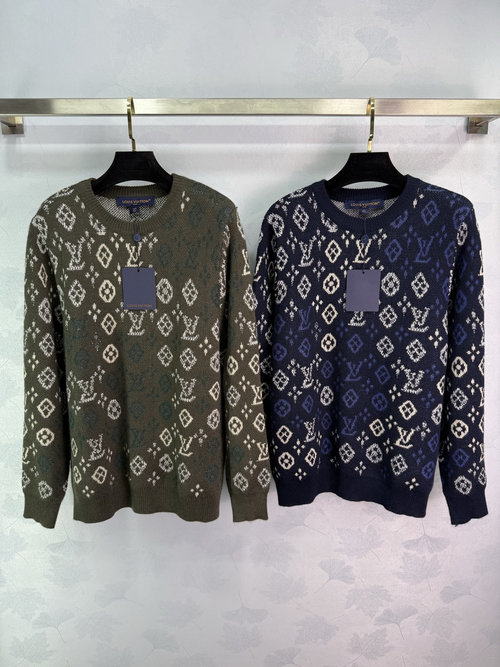 Louis Vuitton Knit Round Neck Top with Classic LV Letter老花Pattern