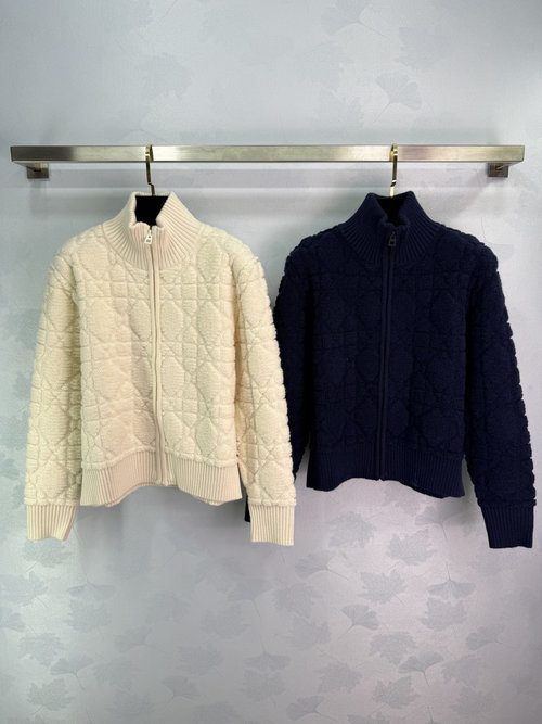 Dior Teddy Cashmere Baseball Jacket with Tam Check Pattern and Zip Design