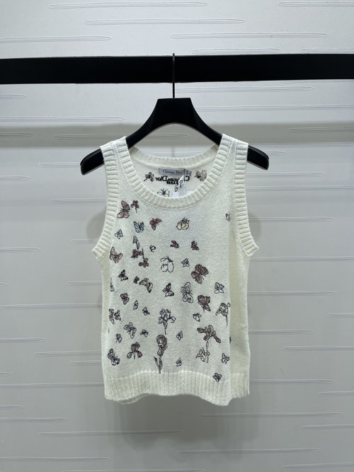 Dior Versatile Heavy Butterfly Embroidery Knit Vest