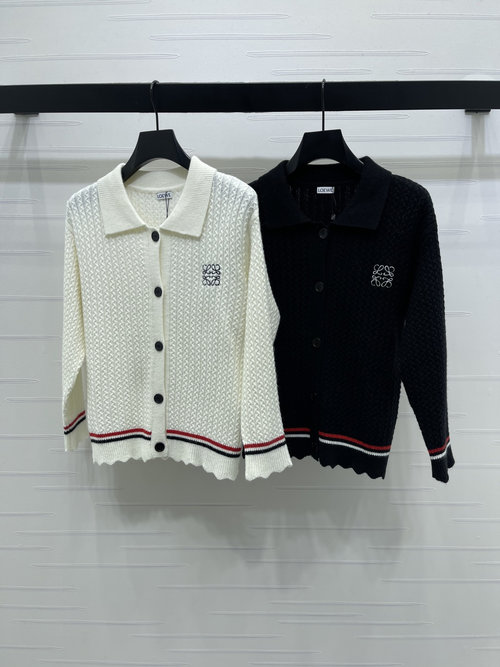 Loewe Turtleneck Long Sleeve Cardigan, Soft Wool Blend, Stylish Embroidery