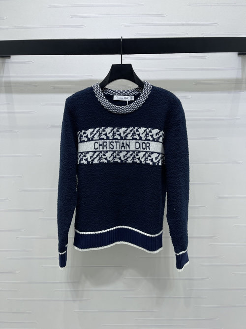 Dior Letter Logo Round Neck Pullover Sweater with High-end Style