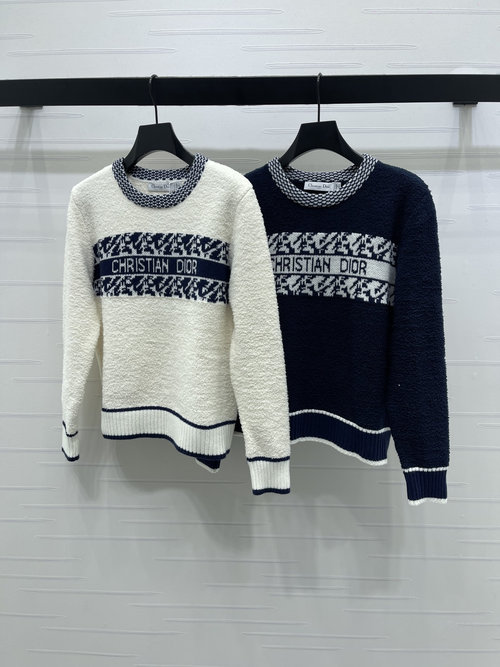Dior Letter Logo Round Neck Pullover Sweater with High-end Style