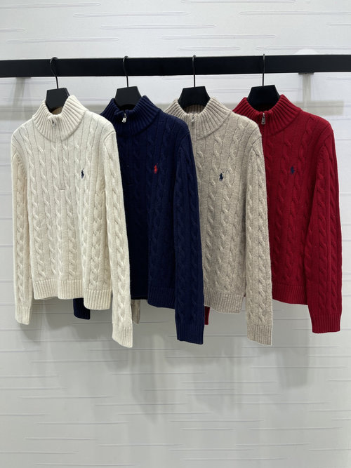 Polo Ralph Lauren Soft Wool Half-Zip Sweater with Horse Logo Embroidery