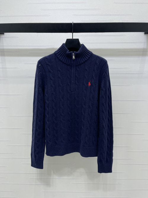 Polo Ralph Lauren Soft Wool Half-Zip Sweater with Horse Logo Embroidery