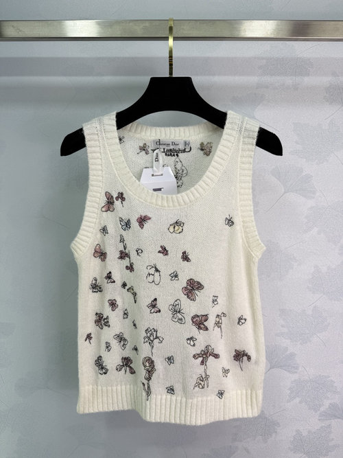 Dior Elegant and Practical Butterfly-embroidered Lightweight Knit Vest
