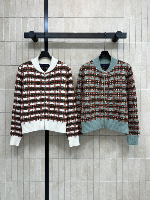 Louis Vuitton Striped Knit Cardigan with Zipper for Everyday Elegance