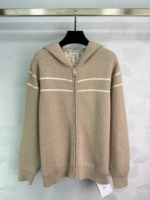 Dior Reversible Knit Coat with Floral Logo, Offering Luxury and a Slimming Effect