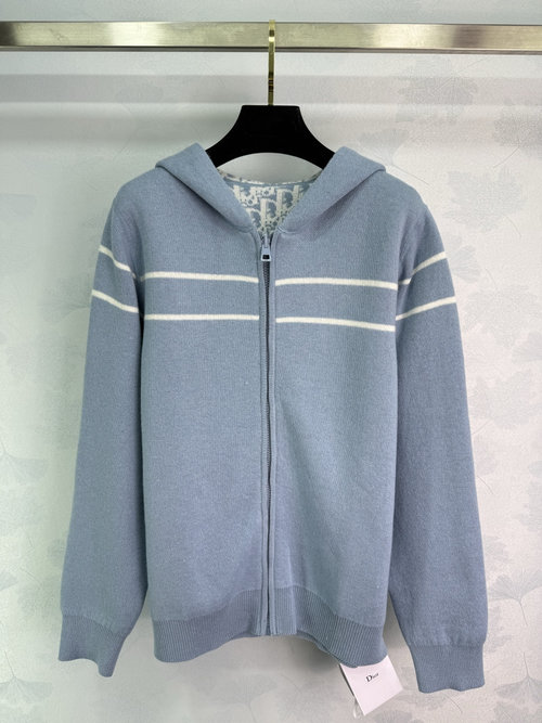 Dior Reversible Knit Coat with Floral Logo, Offering Luxury and a Slimming Effect